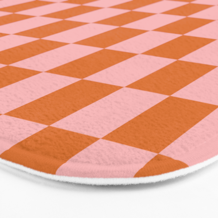 Checkerboard Mini Check Pattern in Pink and Orange Bath Mat Gallery Image 3