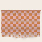 Checkerboard Mini Check Pattern in Pink and Orange Wall Hanging Gallery Image 1