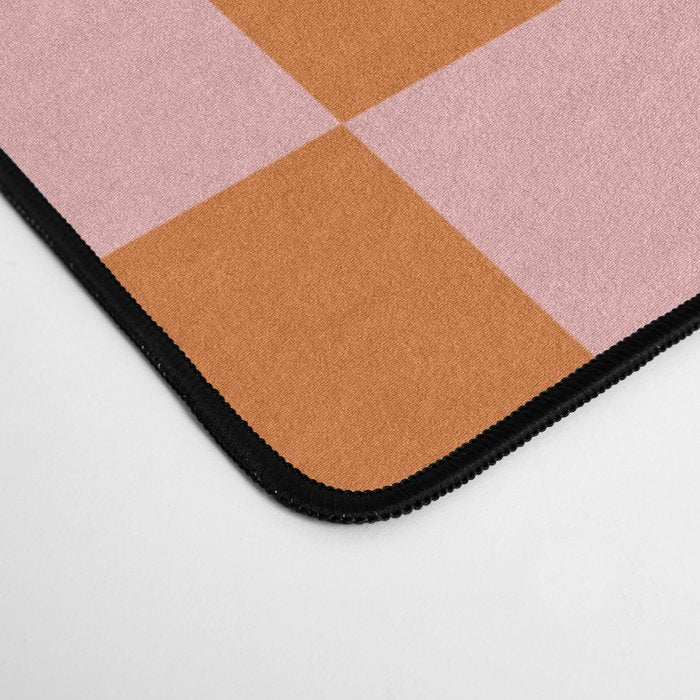 Checkerboard Mini Check Pattern in Pink and Orange Desk Mat Gallery Image 4