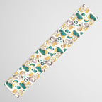 Kicking off some magic // white background white and grey unicorns aqua and mint hearts clouds and rainbows golden lines Table Runner Gallery Image 3