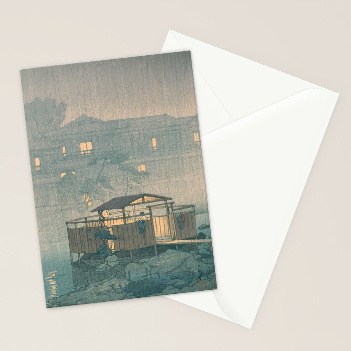 Rain At Shuzenji, Izu - Vintage Japanese Woodblock Print Art By Hasui Kawase Stationery Card Gallery Image 2