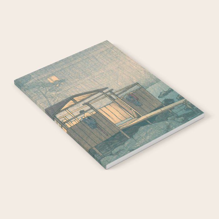 Rain At Shuzenji, Izu - Vintage Japanese Woodblock Print Art By Hasui Kawase Notebook Gallery Image 1