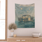 Rain At Shuzenji, Izu - Vintage Japanese Woodblock Print Art By Hasui Kawase Wall Tapestry Gallery Image 2