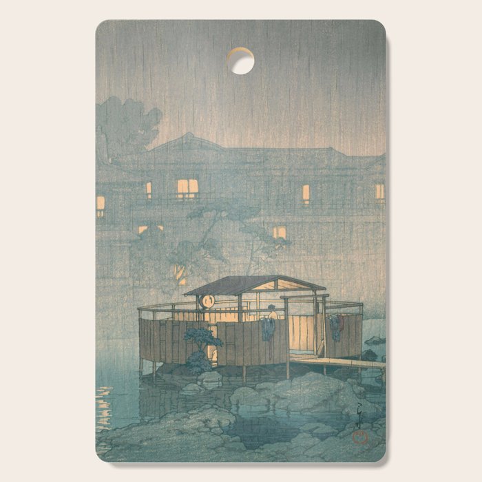 Rain At Shuzenji, Izu - Vintage Japanese Woodblock Print Art By Hasui Kawase Cutting Board Gallery Image 1