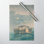Rain At Shuzenji, Izu - Vintage Japanese Woodblock Print Art By Hasui Kawase Wrapping Paper Gallery Image 1