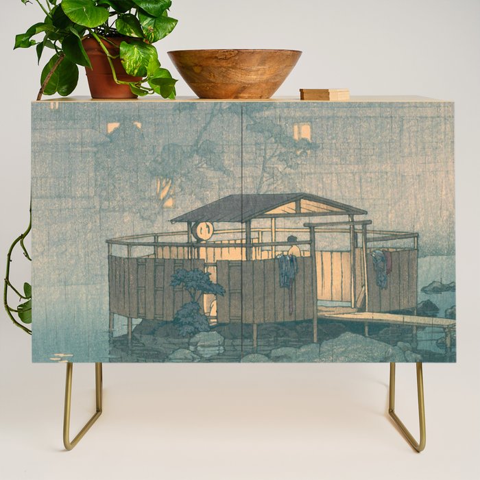Rain At Shuzenji, Izu - Vintage Japanese Woodblock Print Art By Hasui Kawase Credenza Gallery Image 1