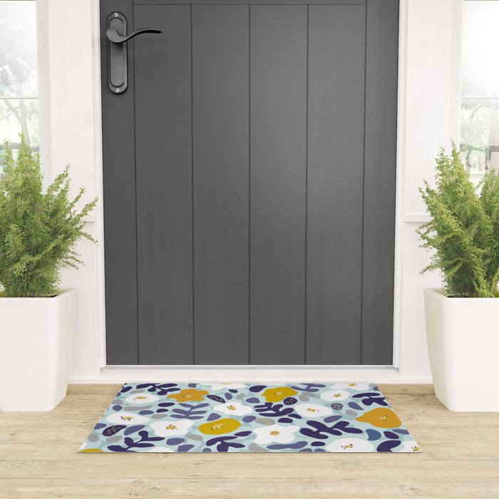 cooldown: blueshade floral pattern Welcome Mat Gallery Image 3