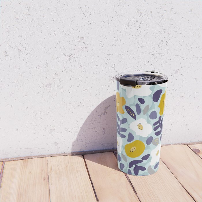cooldown: blueshade floral pattern Travel Mug Gallery Image 4