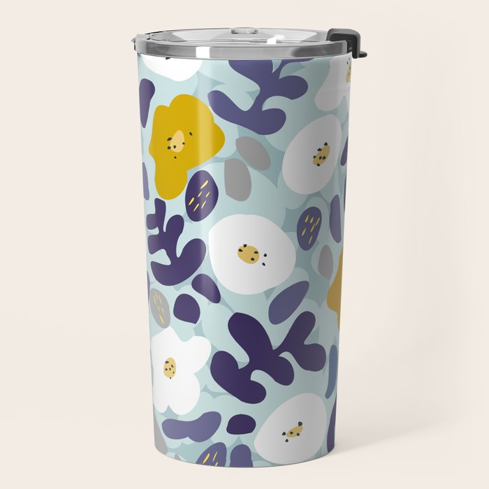 cooldown: blueshade floral pattern Travel Mug Gallery Image 2
