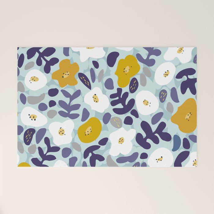 cooldown: blueshade floral pattern Welcome Mat Gallery Image 1