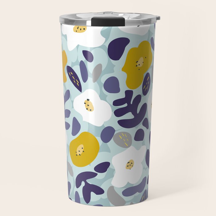 cooldown: blueshade floral pattern Travel Mug Gallery Image 1
