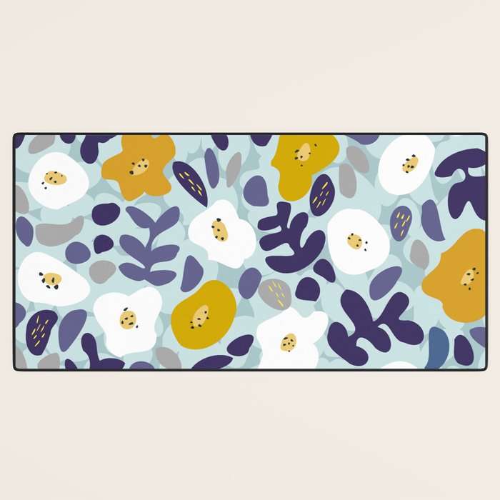 cooldown: blueshade floral pattern Desk Mat Gallery Image 3