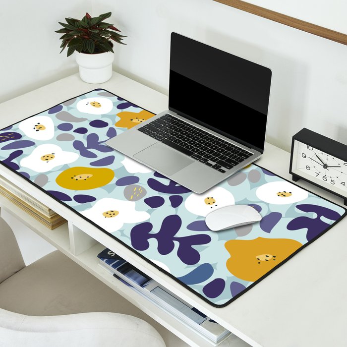 cooldown: blueshade floral pattern Desk Mat Gallery Image 2