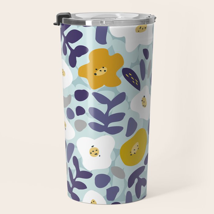 cooldown: blueshade floral pattern Travel Mug Gallery Image 3