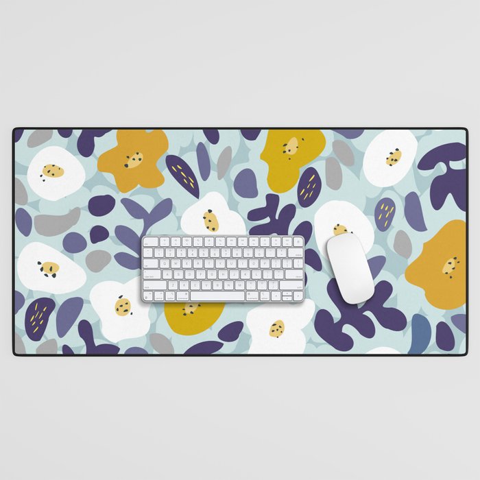 cooldown: blueshade floral pattern Desk Mat Gallery Image 1