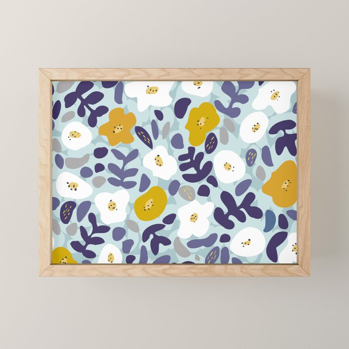 cooldown: blueshade floral pattern Mini Art Print Gallery Image 1