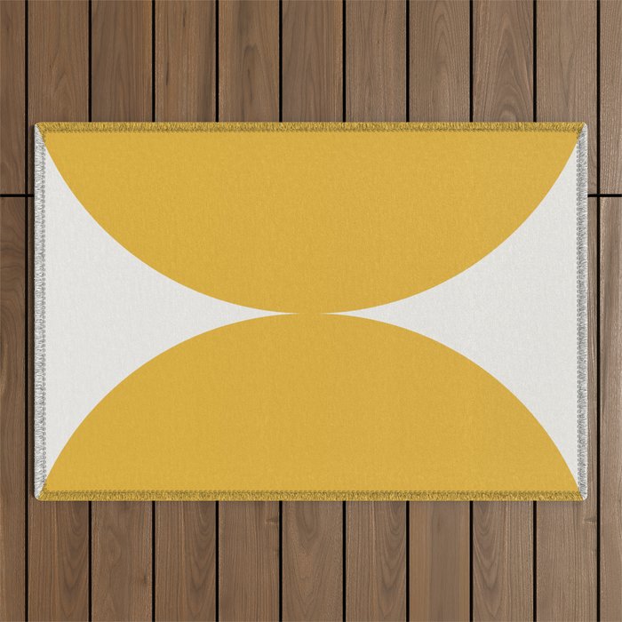 Bold Geometric Shapes Maximalism XII Golden Yellow Outdoor Rug Gallery Image 1