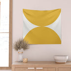 Bold Geometric Shapes Maximalism XII Golden Yellow Wall Tapestry Gallery Image 2
