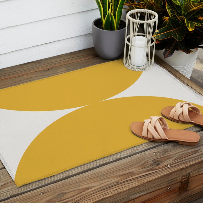 Bold Geometric Shapes Maximalism XII Golden Yellow Outdoor Rug Gallery Image 2