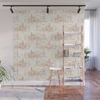 Southwestern Cowboy Toile - Light Brown on Cream Wall Mural Gallery Image 1