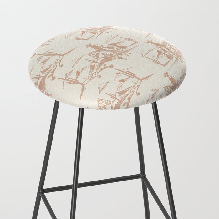 Southwestern Cowboy Toile - Light Brown on Cream Stool Gallery Image 2