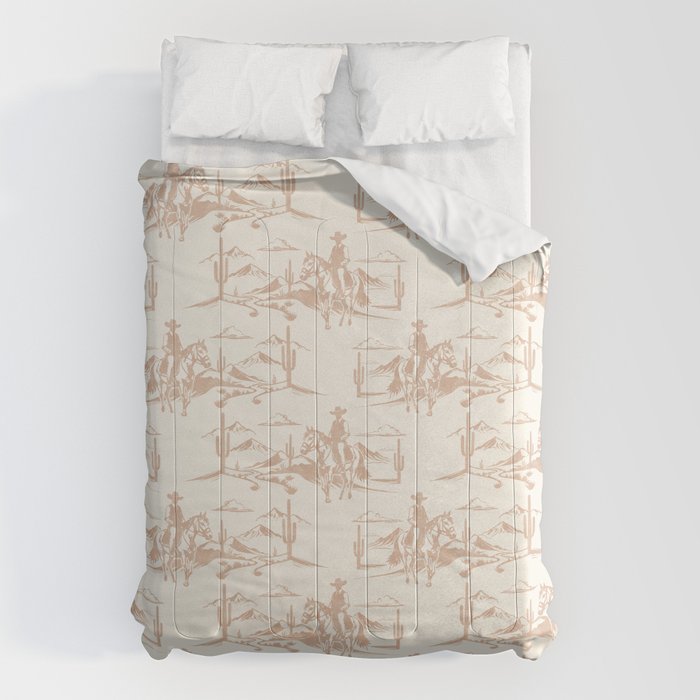 Southwestern Cowboy Toile - Light Brown on Cream Comforter Gallery Image 1