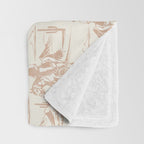 Southwestern Cowboy Toile - Light Brown on Cream Throw Blanket Gallery Image 3