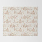 Southwestern Cowboy Toile - Light Brown on Cream Throw Blanket Gallery Image 2