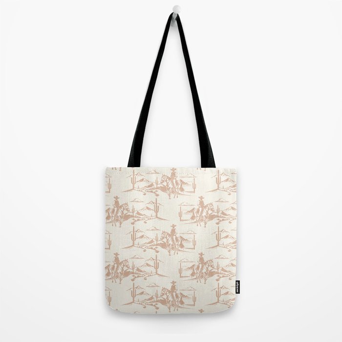 Southwestern Cowboy Toile - Light Brown on Cream Tote Bag Gallery Image 2