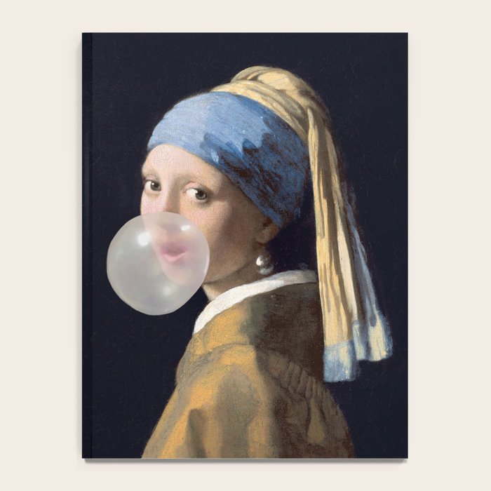 Girl with pearl earring blowing bubble gum Notebook Gallery Image 4