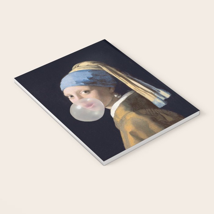 Girl with pearl earring blowing bubble gum Notebook Gallery Image 3