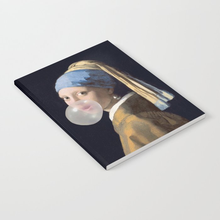 Girl with pearl earring blowing bubble gum Notebook Gallery Image 2