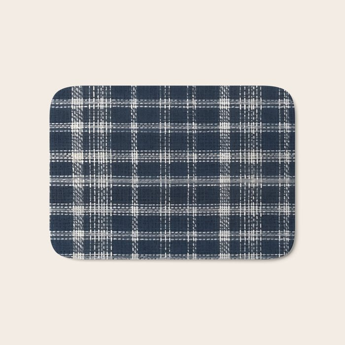 Cozy Blue Plaid  Bath Mat Gallery Image 1