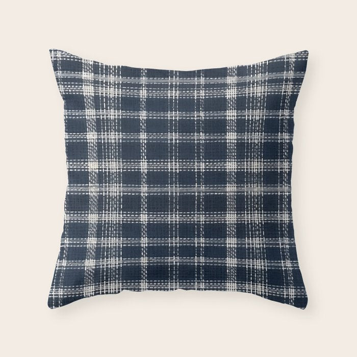 Cozy Blue Plaid  Throw Pillow Gallery Image 6