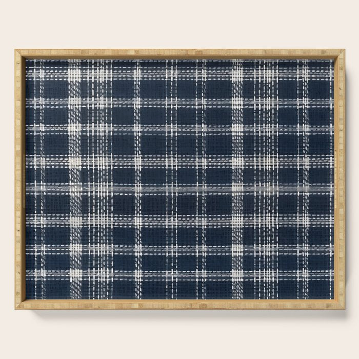 Cozy Blue Plaid  Serving Tray Gallery Image 1