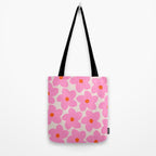 Abstract Retro Flower Pink Orange And Neutral Print Preppy Modern Floral Tote Bag Gallery Image 2