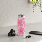 Abstract Retro Flower Pink Orange And Neutral Print Preppy Modern Floral Water Bottle Gallery Image 5