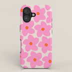 Abstract Retro Flower Pink Orange And Neutral Print Preppy Modern Floral iPhone Case Gallery Image 1