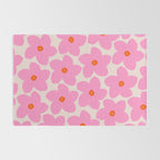 Abstract Retro Flower Pink Orange And Neutral Print Preppy Modern Floral Rug Gallery Image 2