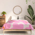 Abstract Retro Flower Pink Orange And Neutral Print Preppy Modern Floral Comforter Gallery Image 3