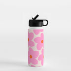 Abstract Retro Flower Pink Orange And Neutral Print Preppy Modern Floral Water Bottle Gallery Image 1