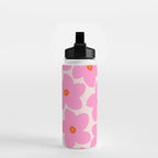 Abstract Retro Flower Pink Orange And Neutral Print Preppy Modern Floral Water Bottle Gallery Image 2