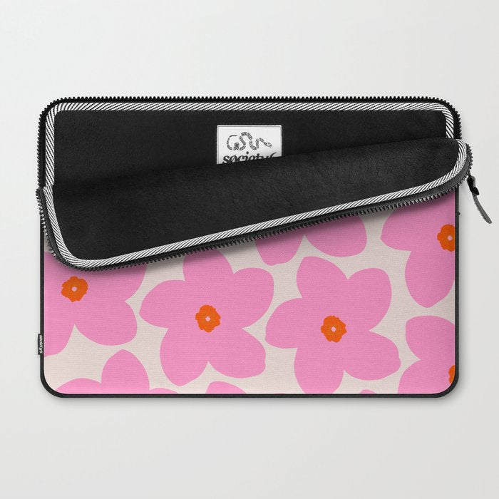 Abstract Retro Flower Pink Orange And Neutral Print Preppy Modern Floral Laptop Sleeve Gallery Image 2