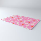 Abstract Retro Flower Pink Orange And Neutral Print Preppy Modern Floral Rug Gallery Image 3
