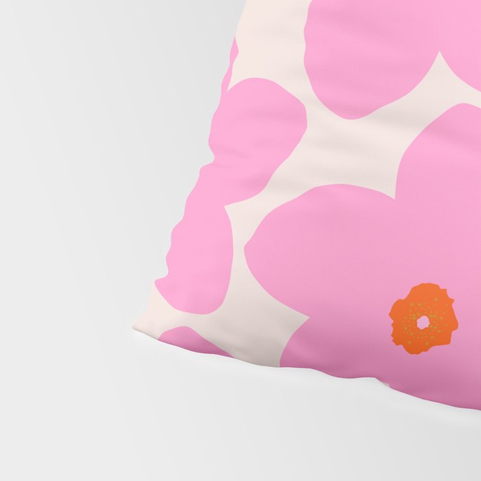 Abstract Retro Flower Pink Orange And Neutral Print Preppy Modern Floral Pillow Sham Gallery Image 4