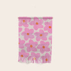 Abstract Retro Flower Pink Orange And Neutral Print Preppy Modern Floral Wall Hanging Gallery Image 1