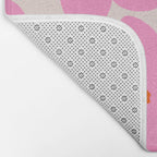 Abstract Retro Flower Pink Orange And Neutral Print Preppy Modern Floral Bath Mat Gallery Image 2