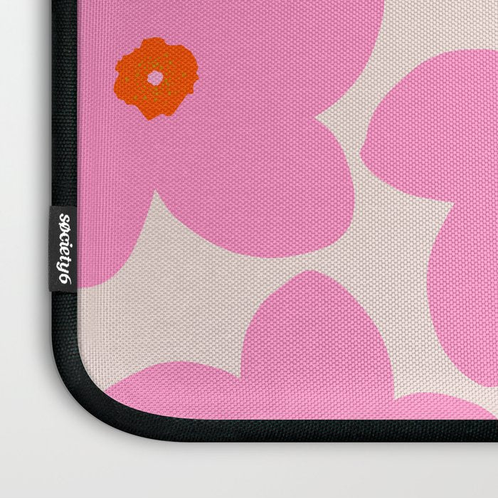 Abstract Retro Flower Pink Orange And Neutral Print Preppy Modern Floral Laptop Sleeve Gallery Image 3