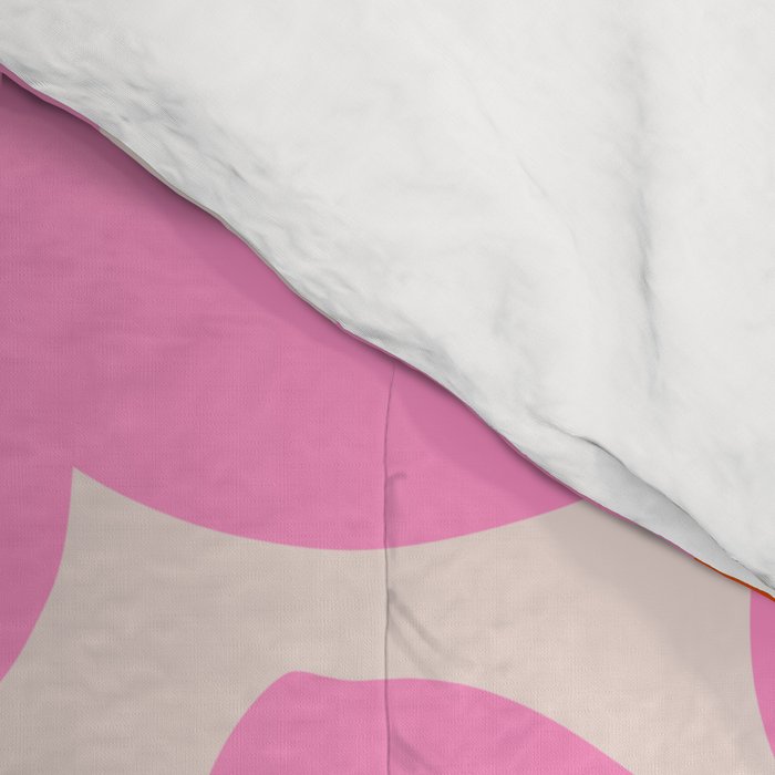 Abstract Retro Flower Pink Orange And Neutral Print Preppy Modern Floral Comforter Gallery Image 4