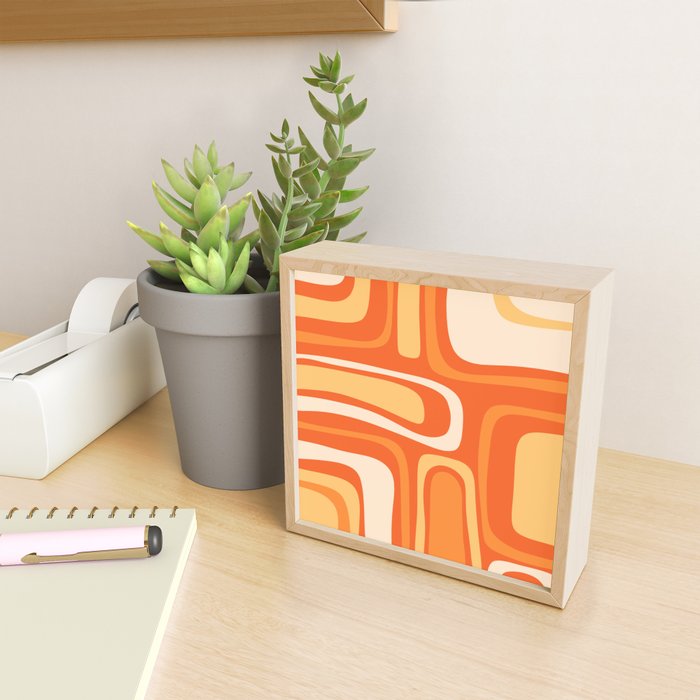 Palm Springs Mid Century Modern Abstract Pattern in Bright Orange Tangerine Tones Mini Art Print Gallery Image 2